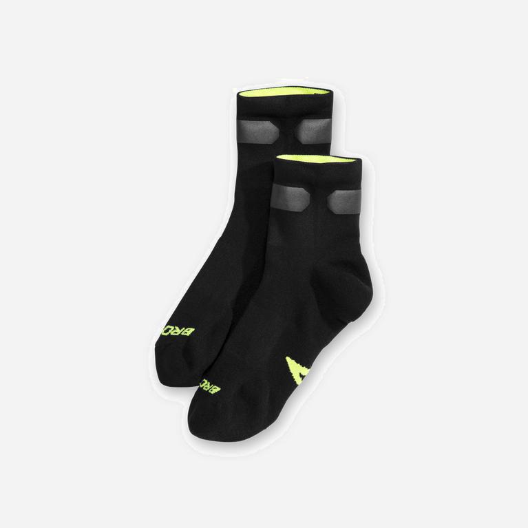 Brooks Carbonite Women's Running Socks UK Discount - Black/Carbon/GreenYellow (WFUOM3642)